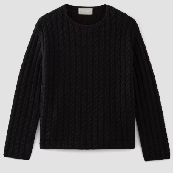 EVERLANE MERINO WOOL COTTON CABLE KNIT SWEATER - Picture 2 of 8